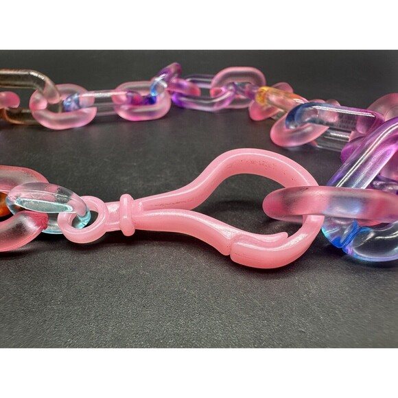 Rainbow Translucent Cable Link Transparent Acrylic Chain Link Necklace 18” - Picture 7 of 10